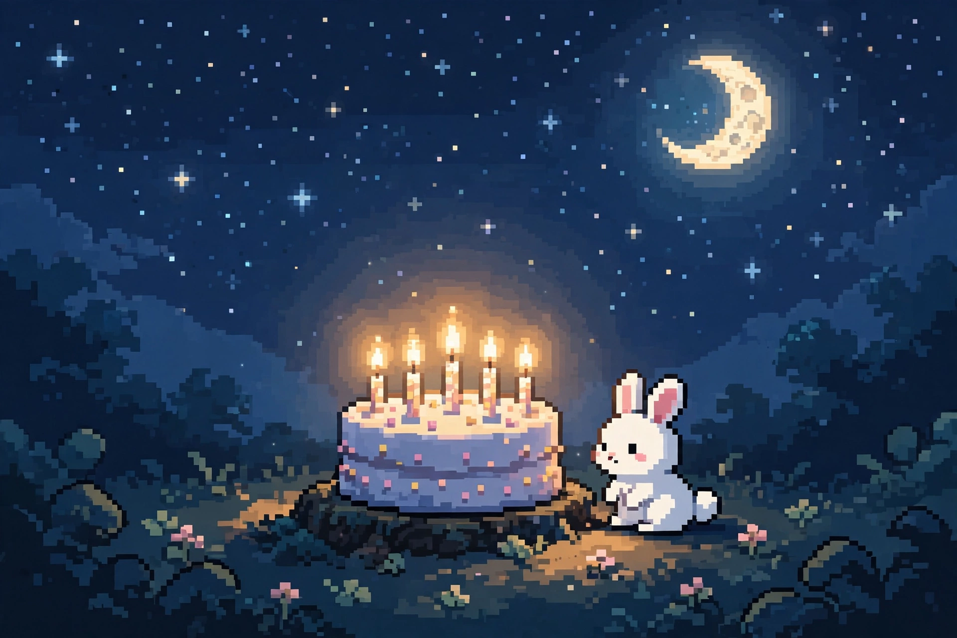 夜空蛋糕许愿
